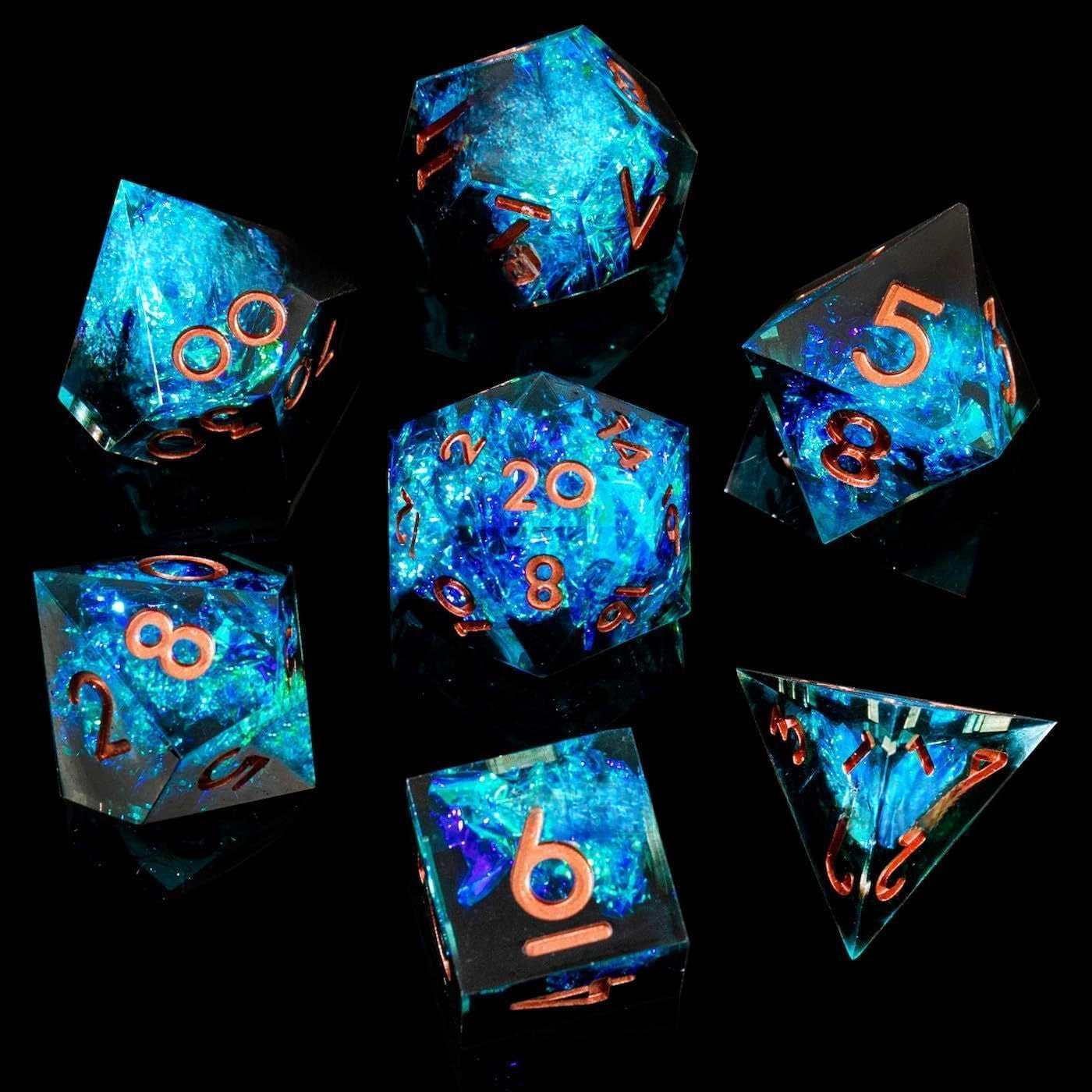 Epoxy Resin Polyhedral Dice Set for Tabletop RPG Games