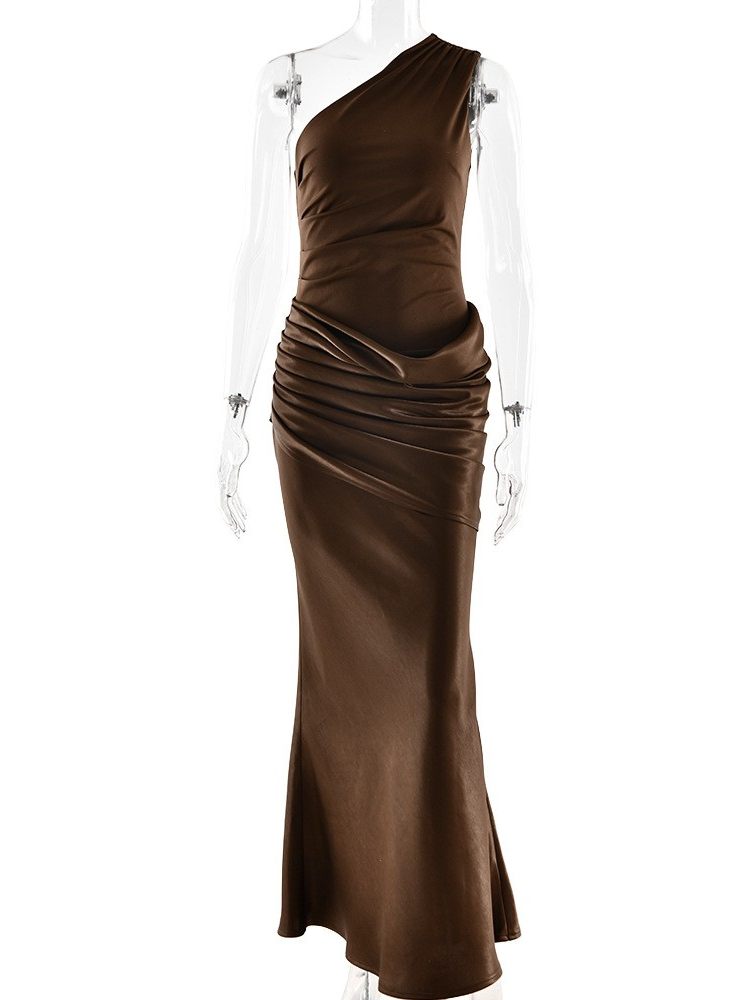 Wrinkled Satin Bodycon Long Skirt