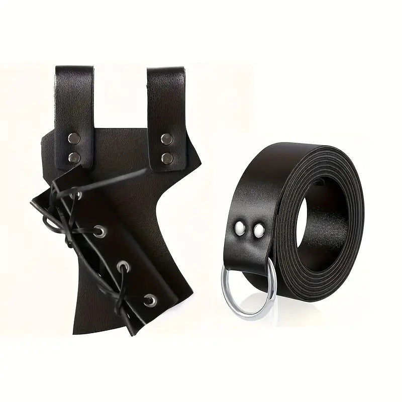 Adjustable Knight-Style Cosplay Sword Scabbard – PU Leather LARP Sword Holder with Optional Belt Attachment