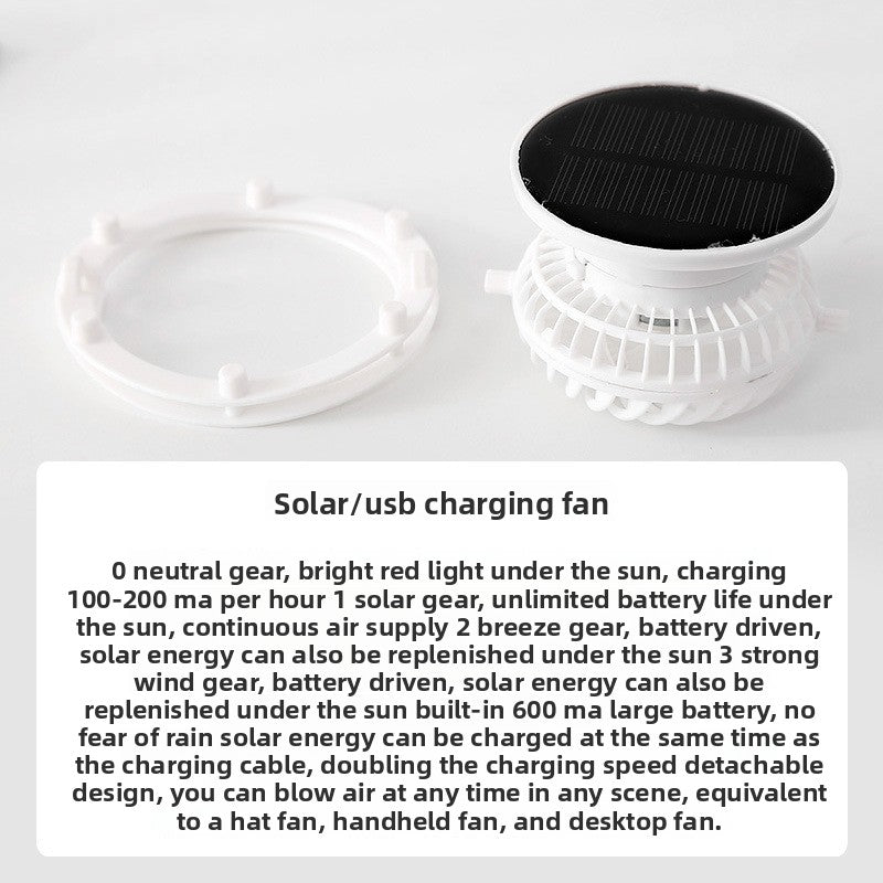 Solar Powered Cooling Hat with Adjustable Fan