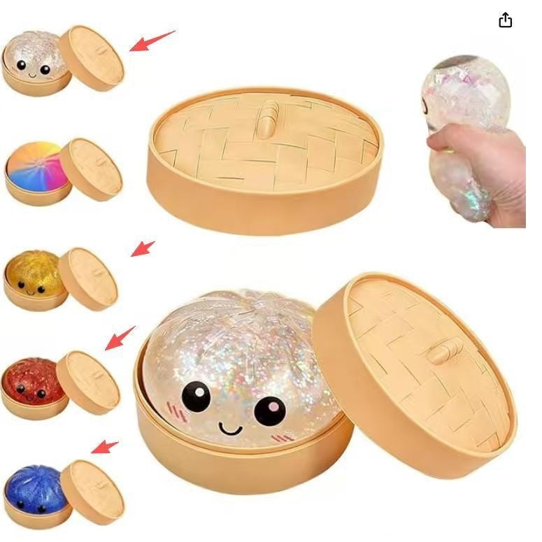 Premium Slow-Rebound Silicone Decompression Toy – Ergonomic Sensory Stress-Relief Bun with Metallic Finishes
