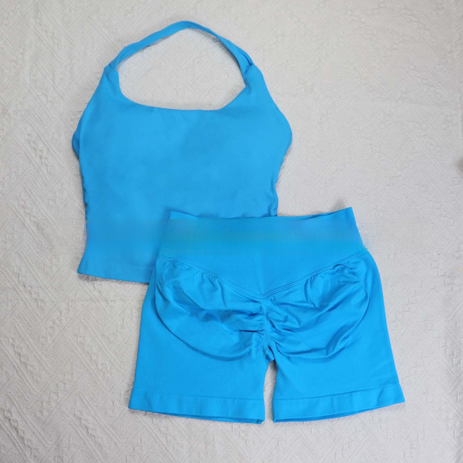 Seamless Yoga Halter Vest and Shorts Set