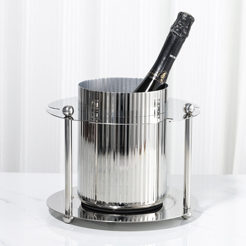 Grand Horizon Fluted Metal Wine & Champagne Chilling Bucket | Architectural Bar & Tabletop Display