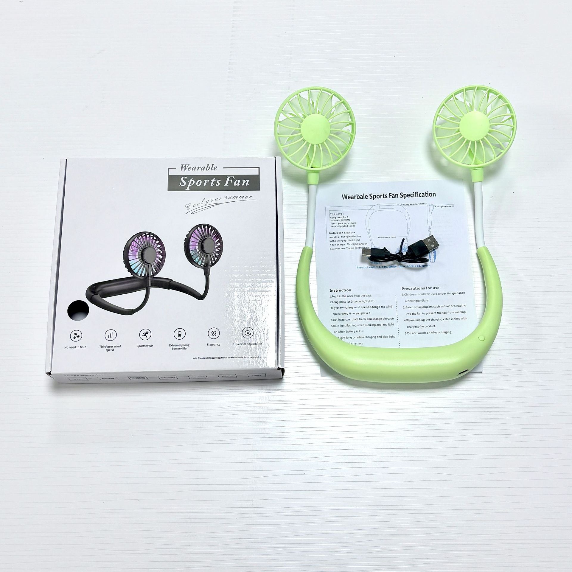 Foldable USB Rechargeable Neck Fan with Silent Operation