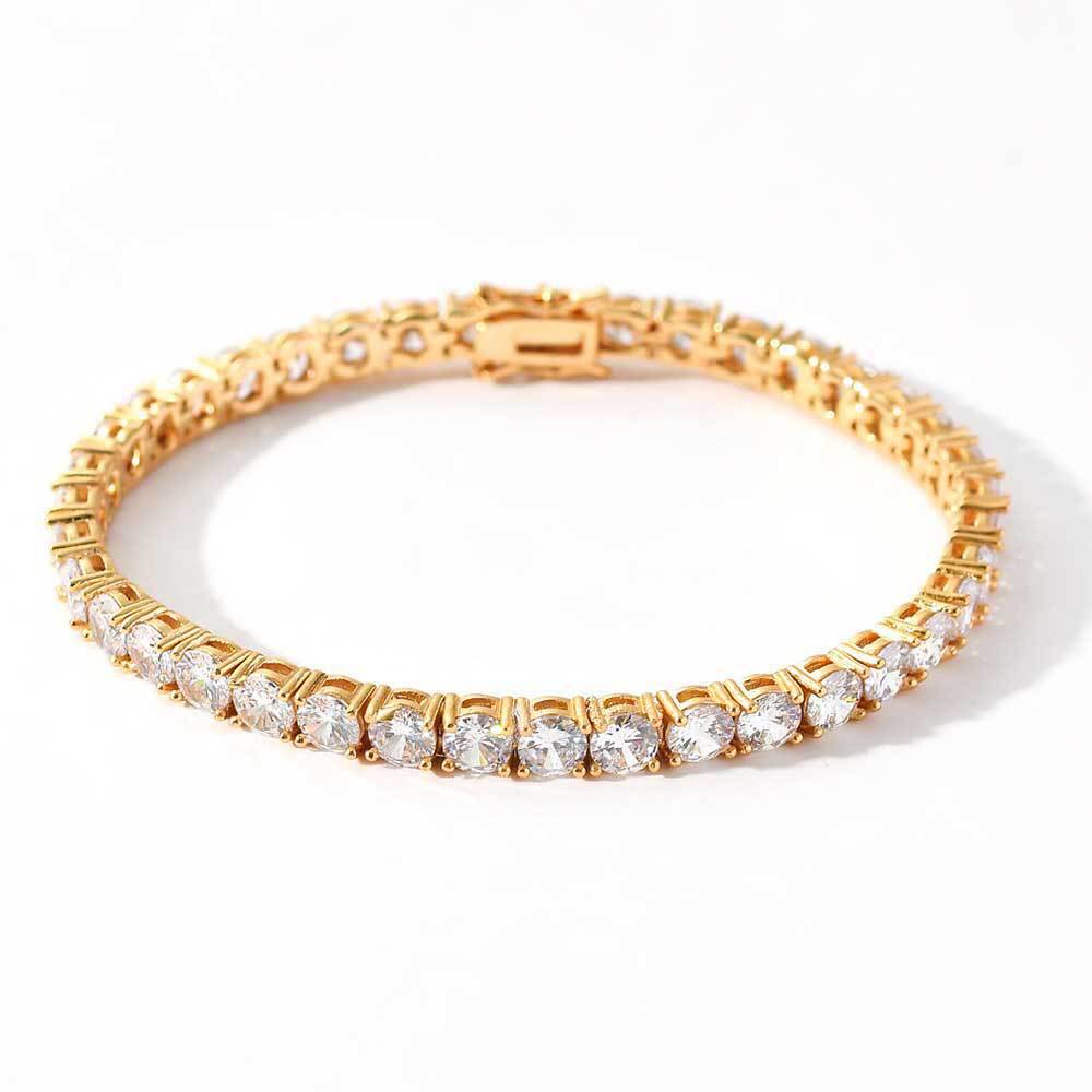 Unisex Classic Zircon Tennis Bracelet - Gold & Platinum Plated Ice Chain