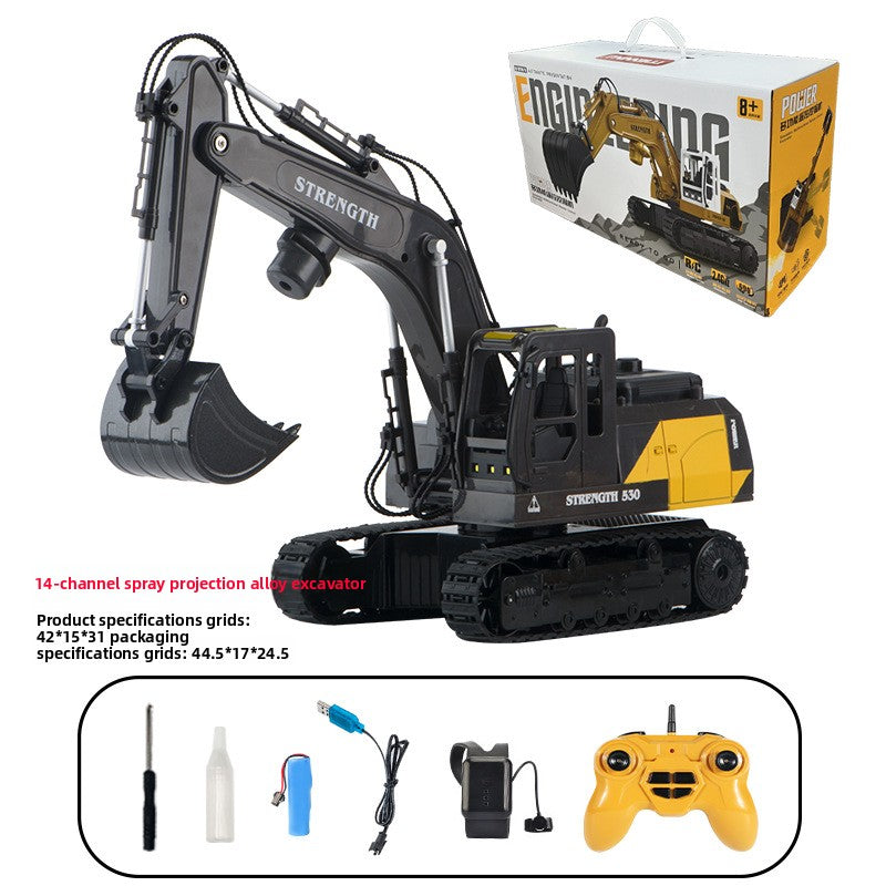 Large Alloy Remote Control Excavator – Gesture Sensor, Water Spray, Light & Music Functions