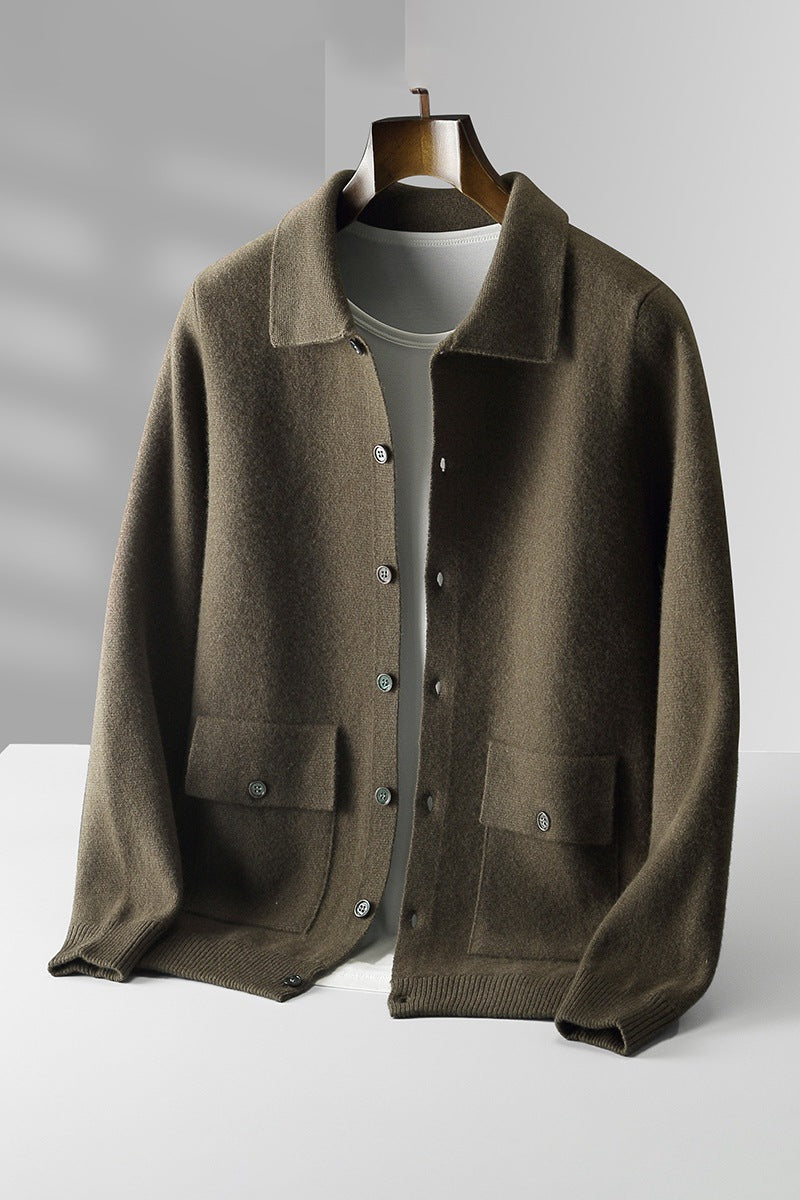 Mens Wool Lapel Cardigan
