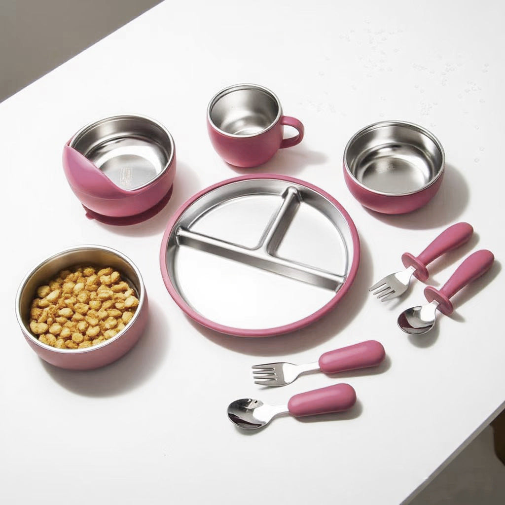 Stainless Steel Silicone Children's Feeding Set