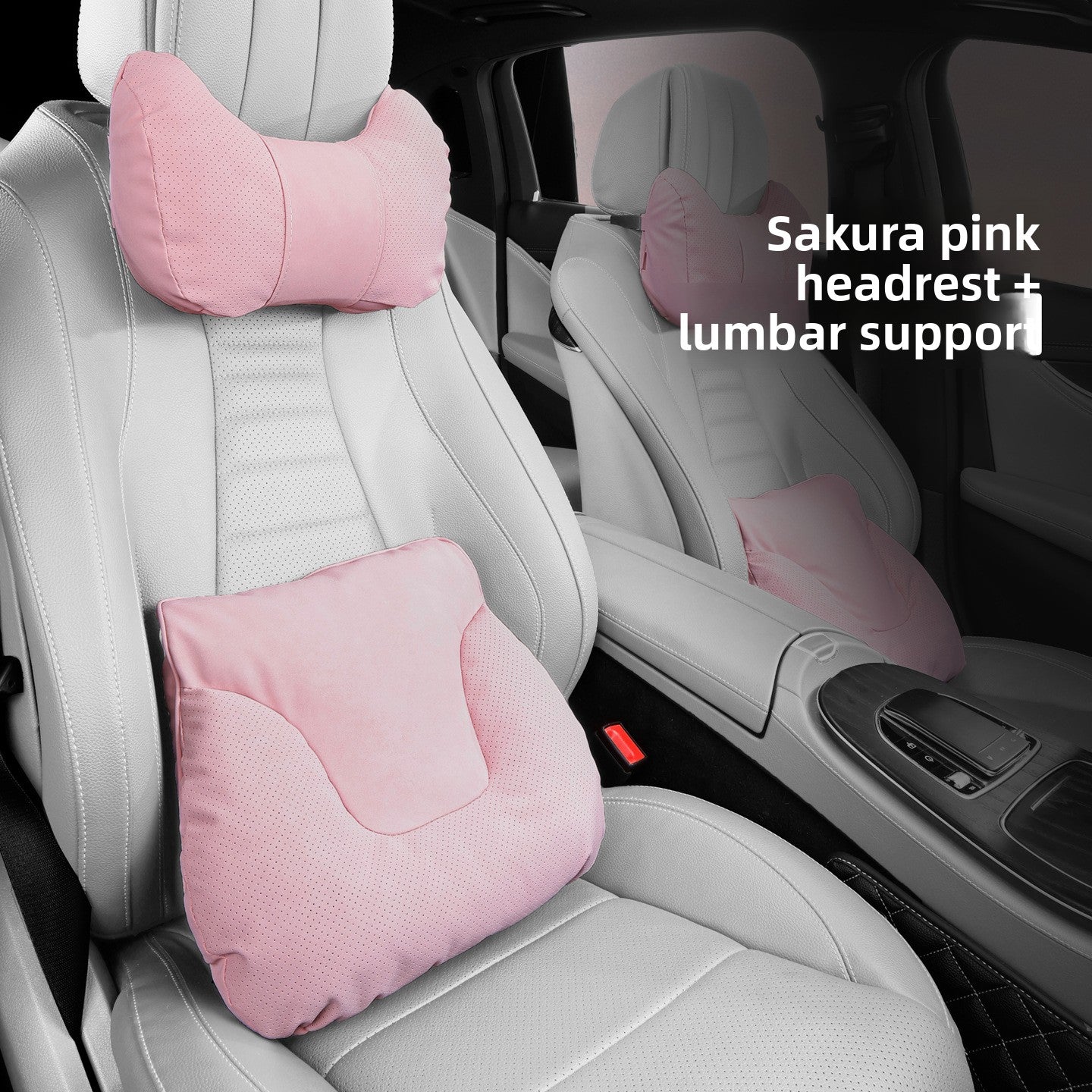 Car Headrest Neck Pillow and Lumbar Support Set
