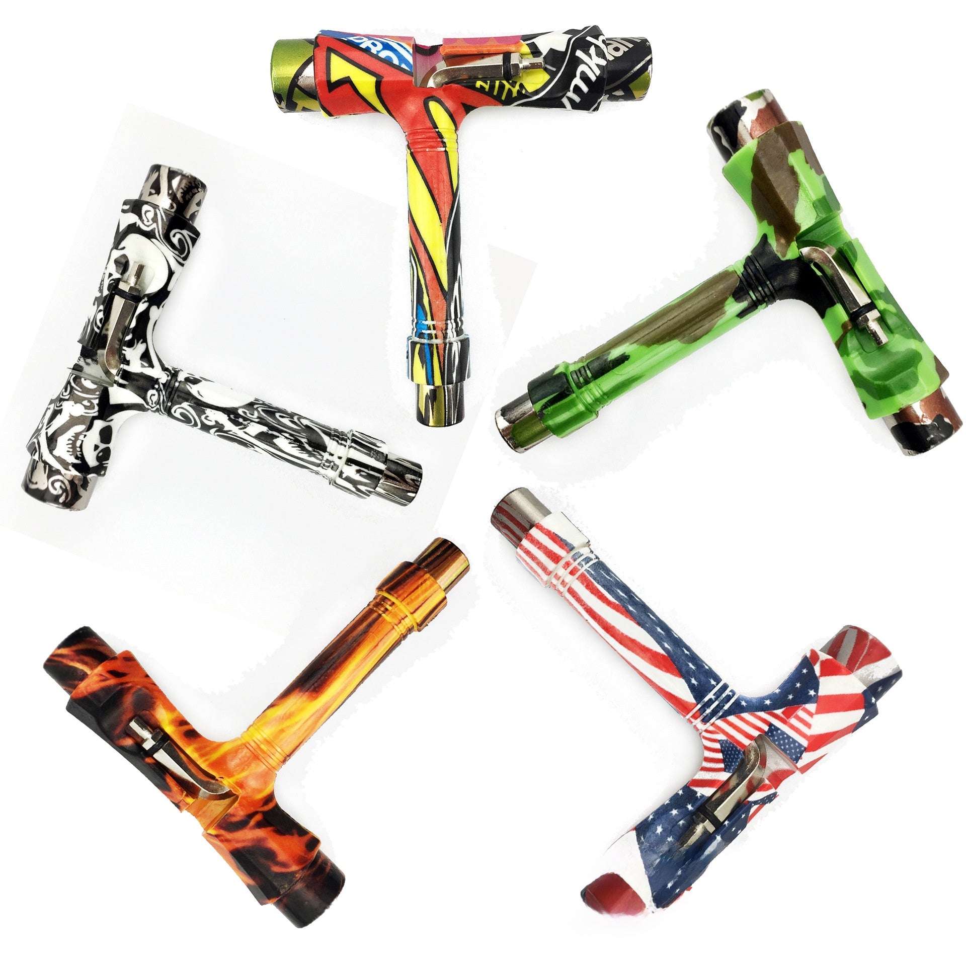 Multi-functional skateboard T-shaped tool