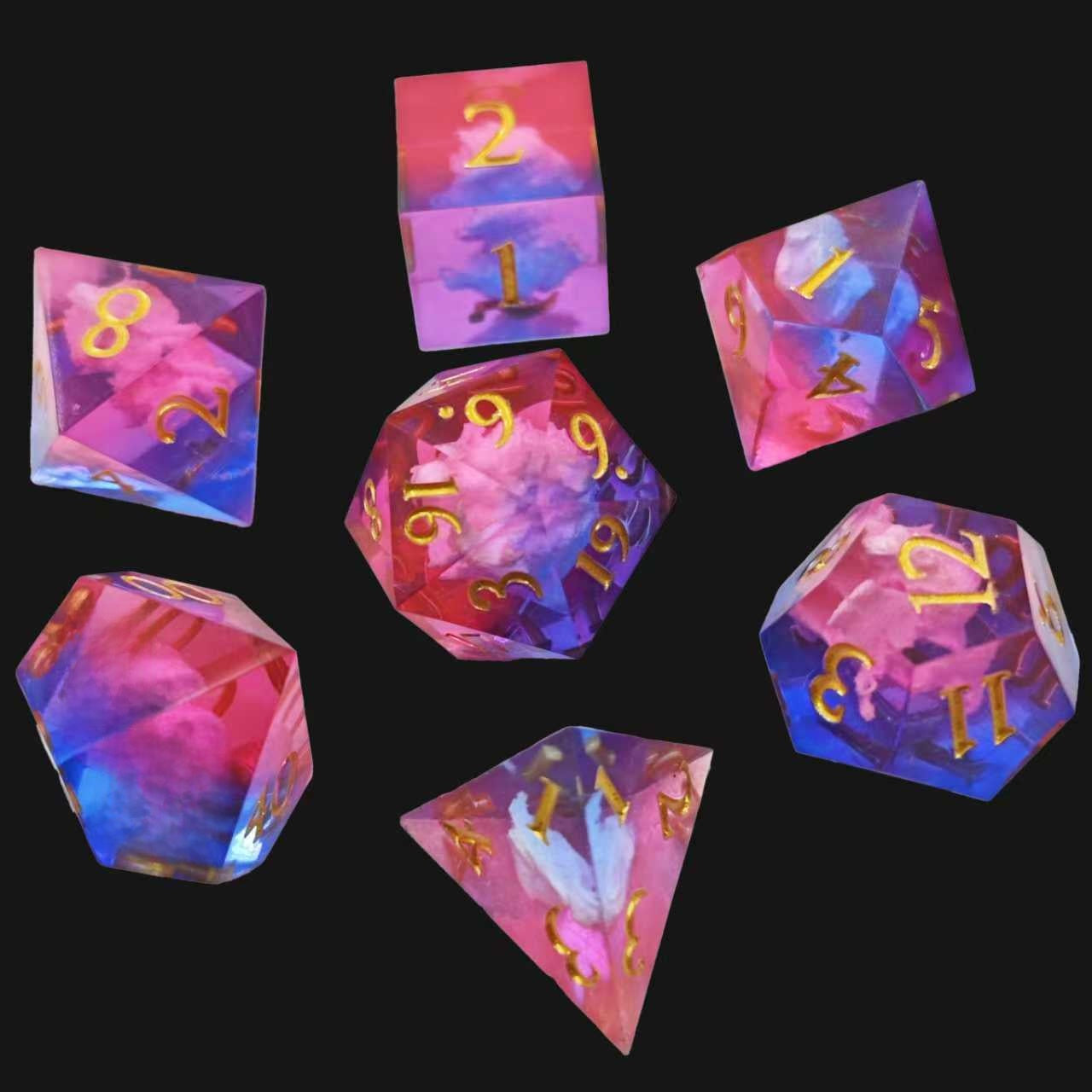Epoxy Resin Polyhedral Dice Set for Tabletop RPG Games
