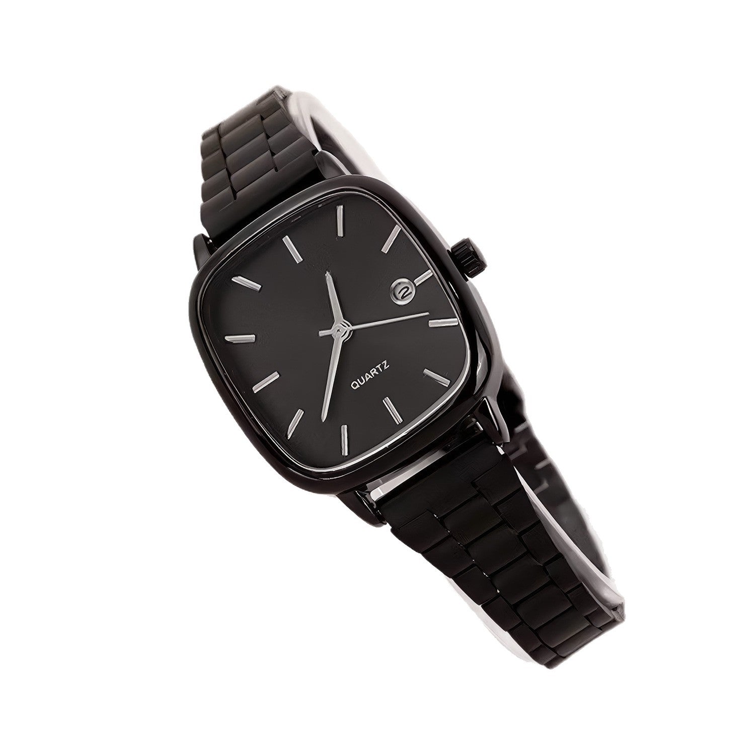 Square Quartz Watch with Stainless Steel Band