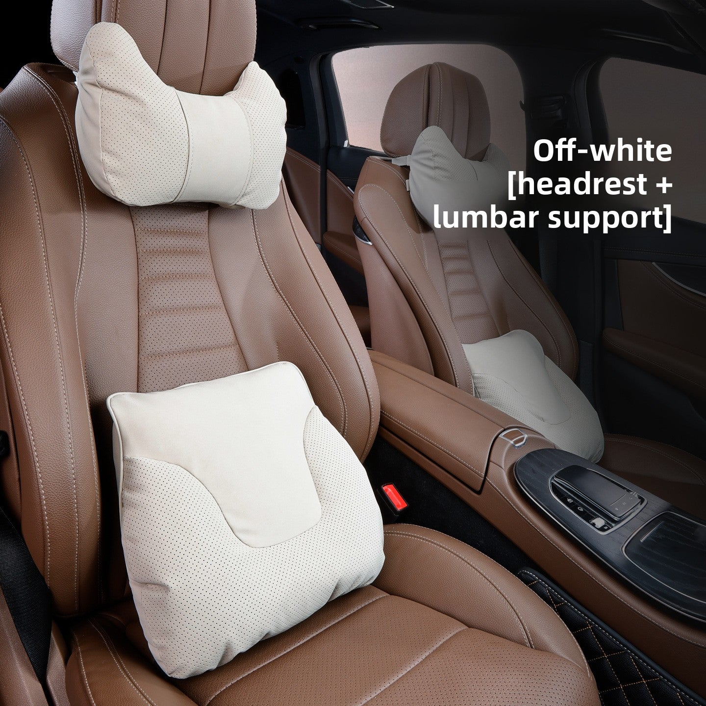 Car Headrest Neck Pillow and Lumbar Support Set