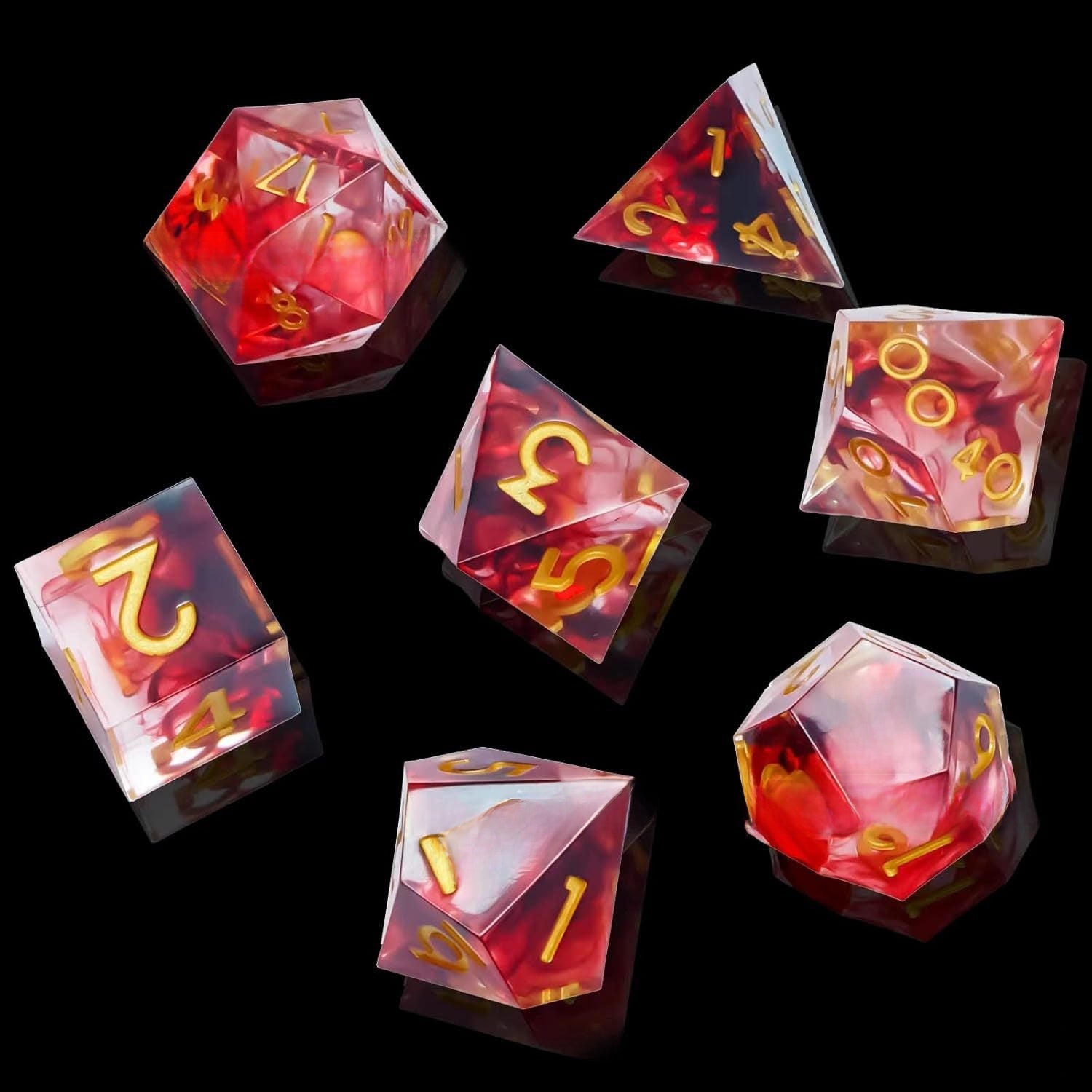 Epoxy Resin Polyhedral Dice Set for Tabletop RPG Games