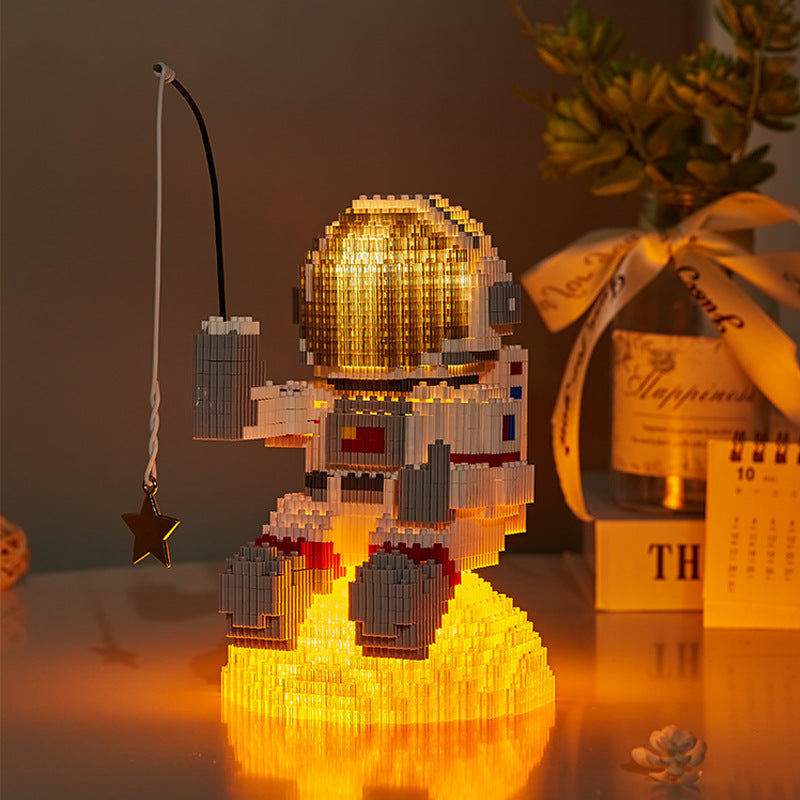 Astronaut Theme Glow Micro-Particle Building Blocks