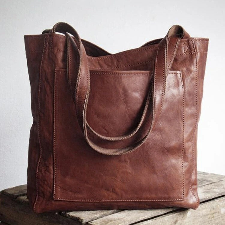 Womens Retro Leather Tote Bag