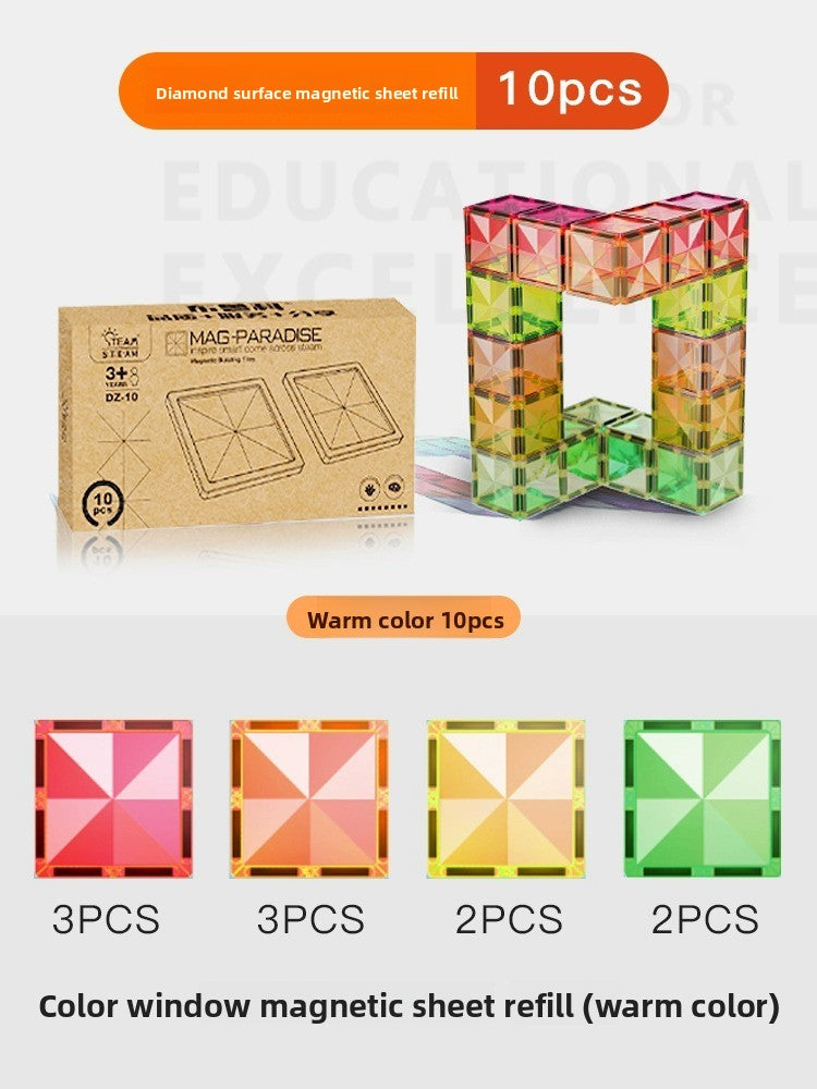 Diamond Surface Magnetic Tiles Stem  Building Block set Translucent Geometric 3D kits