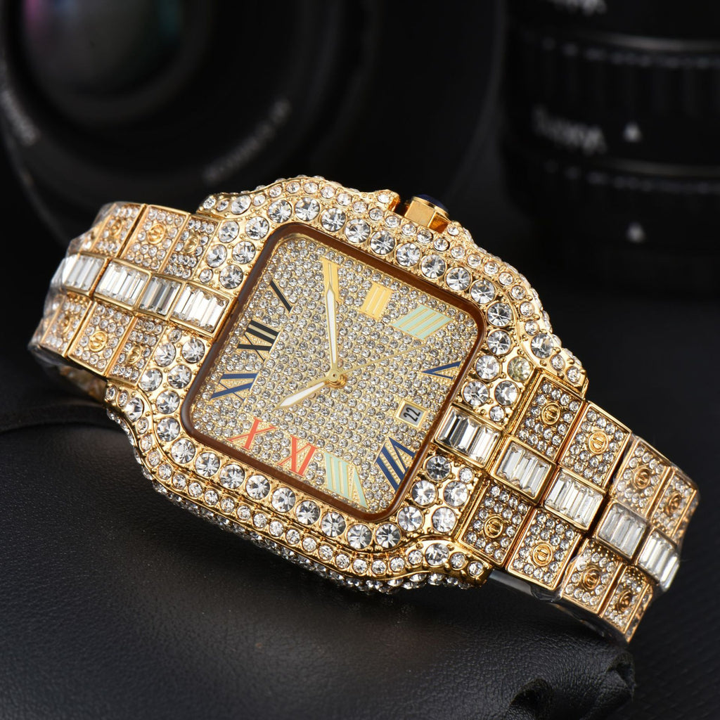 Men's Square Diamond Quartz Watch