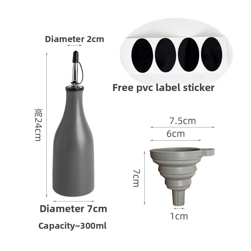 Ceramic Oil Bottle with Leak-Proof Lid and Funnel
