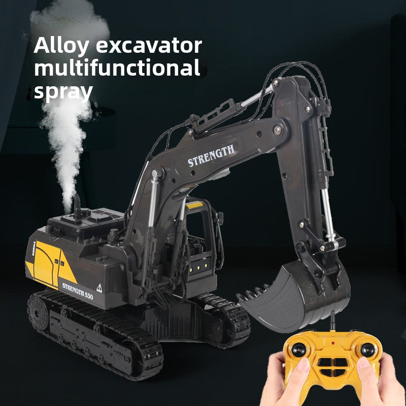 Large Alloy Remote Control Excavator – Gesture Sensor, Water Spray, Light & Music Functions