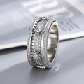 Aero Mod Kinetic Rotating Gear Ring | Celestial Micro-Inlaid Spinner Band