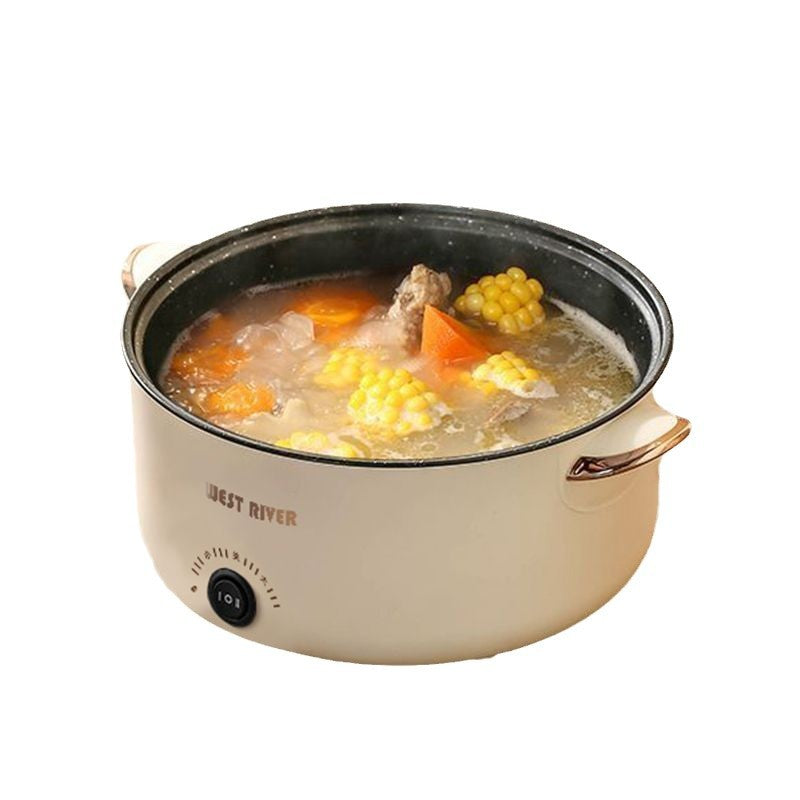 Multifunctional Electric Hot Pot with Steamer Basket | 2.5L-6.5L Dual Knob & Button Control Multi-Cooker | Non-Stick Countertop Cooker