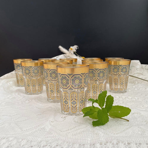 "Moroccan-Style Decorative Glass Tea Cups – Set of Intricate Patterned 180ml Glasses for Tea, Coffee, or Display"