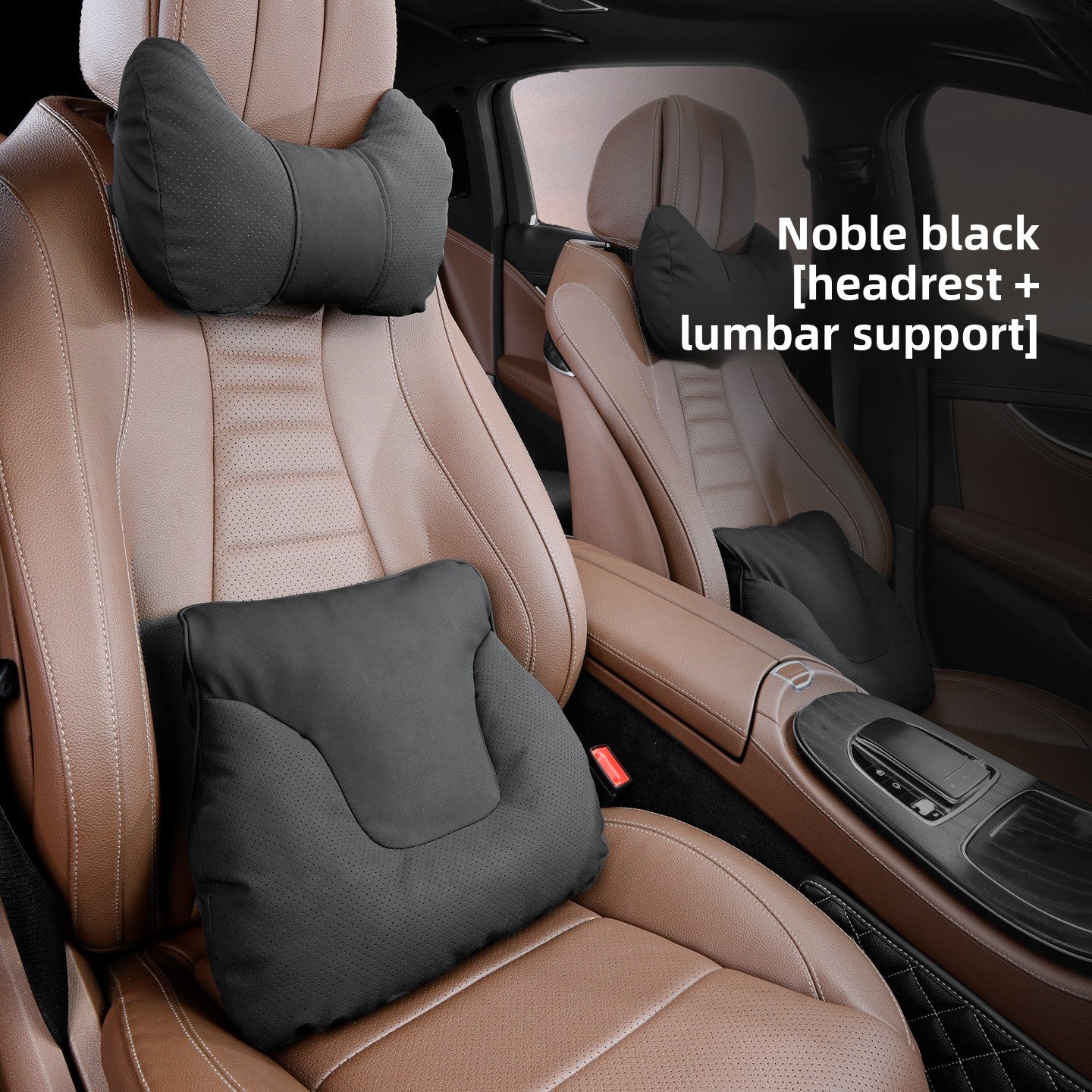 Car Headrest Neck Pillow and Lumbar Support Set
