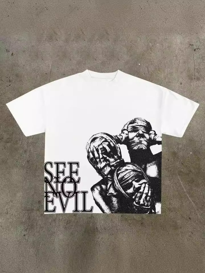 Gothic Graphic Print Men's T-Shirt Y2K Streetwear Short Sleeve