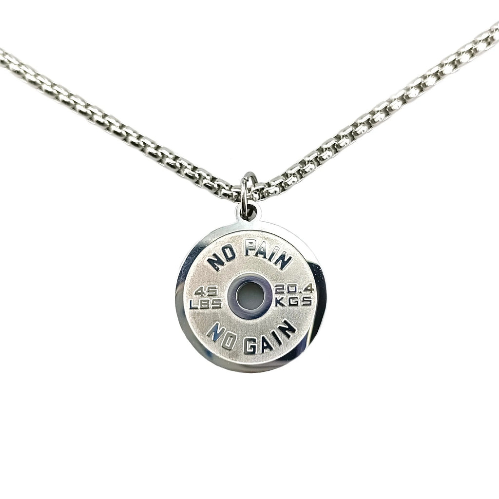 Geometric Barbell Plate Stainless Steel Necklace