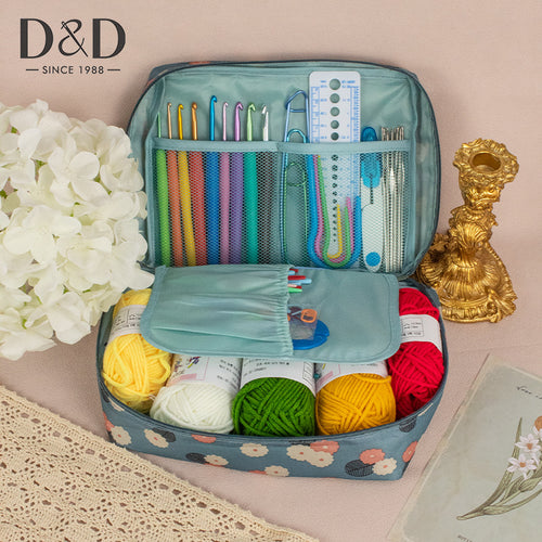 58-Piece Ergonomic Crochet Hook Set with Travel Organizer Case - Complete Double-Ended Crochet Needles & Accessories Kit for Beginners & Pros