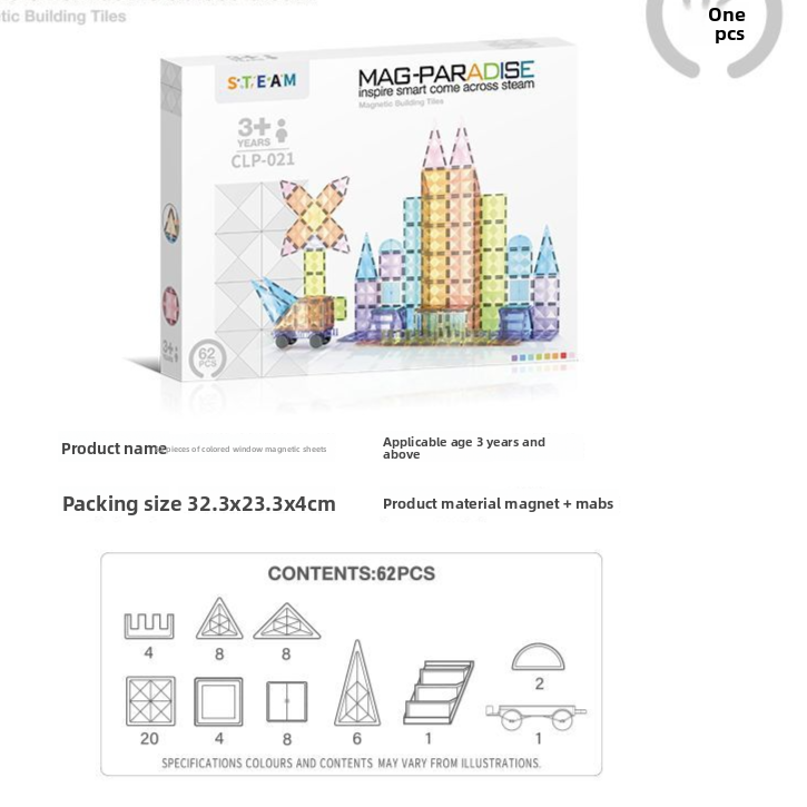 Diamond Surface Magnetic Tiles Stem  Building Block set Translucent Geometric 3D kits