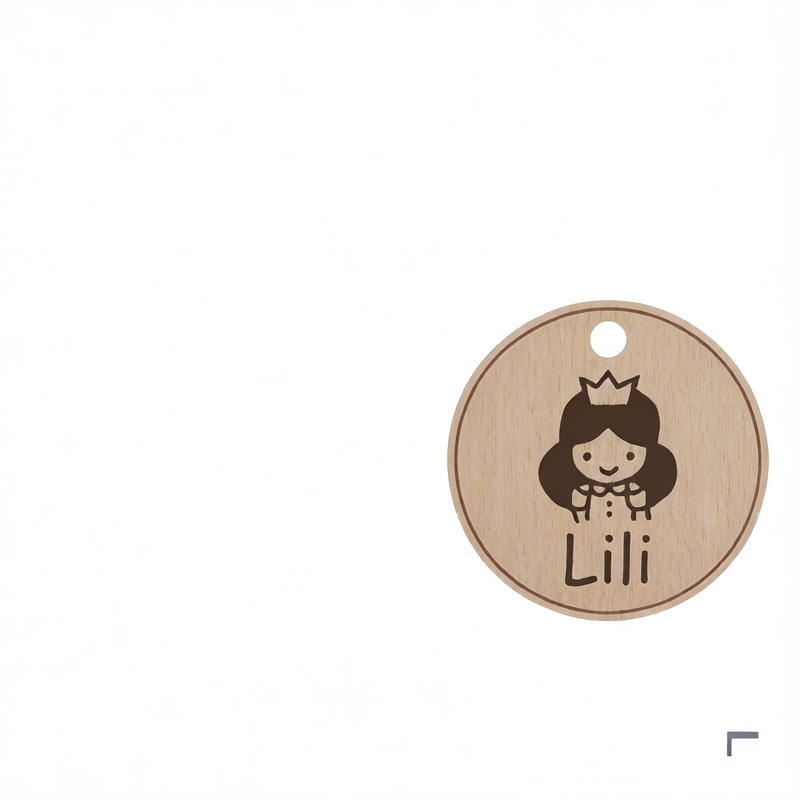 Round wooden tag