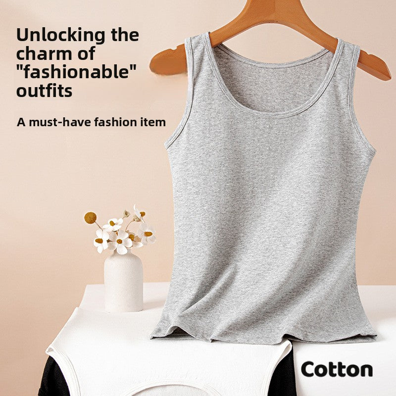 Adjustable Strap Cotton Vest for Women