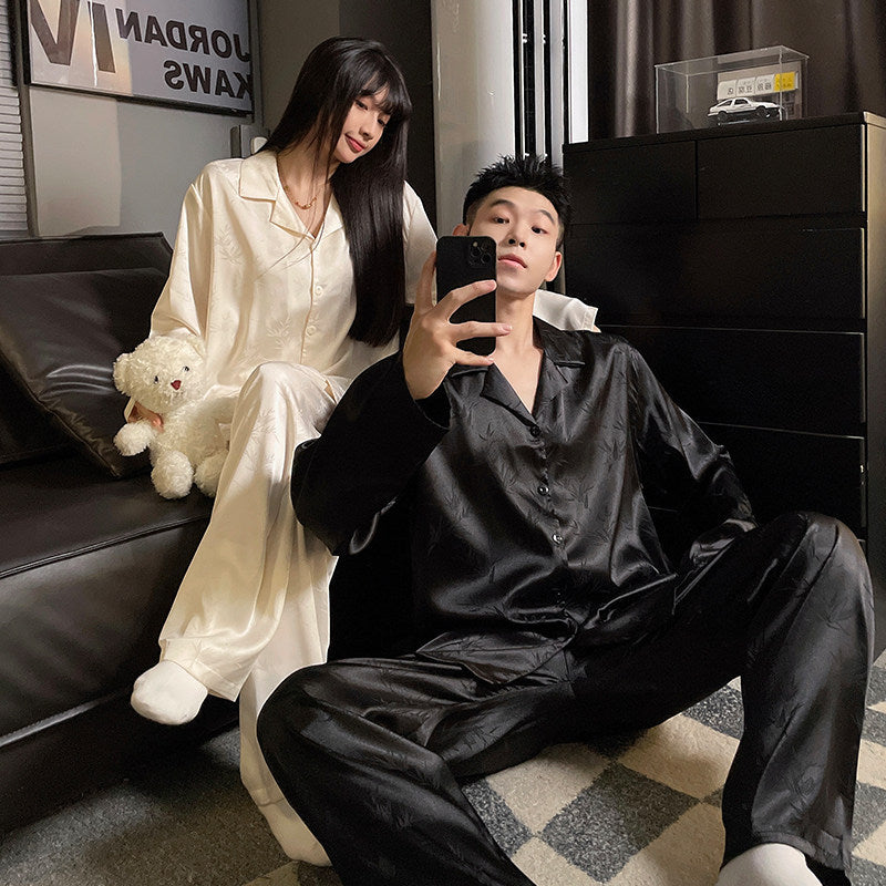 Silk Loungewear Set Long Sleeve Pajamas