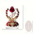 Elegant 2D Acrylic Rose Dest Ornament | Sleek Flat-Design Floral Keepsake