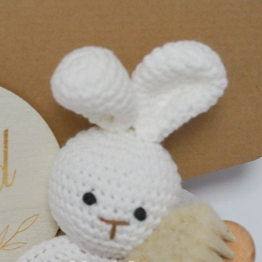 Handmade Crochet Rabbit Rattle Baby Care Set