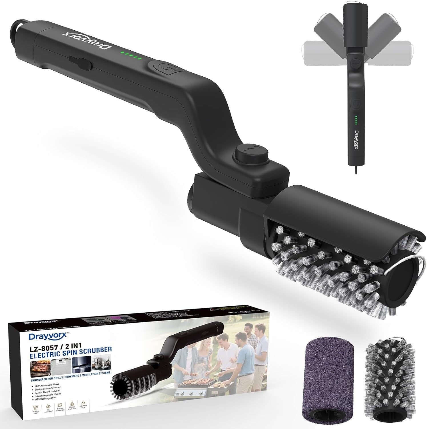 Grill Gatling Motorized Electric Grill Brush | Heavy-Duty Stainless-Steel BBQ Scraper