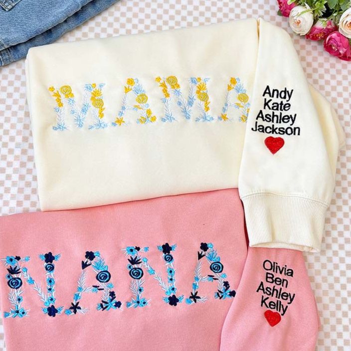 Floral Embroidered Cotton Sweatshirt
