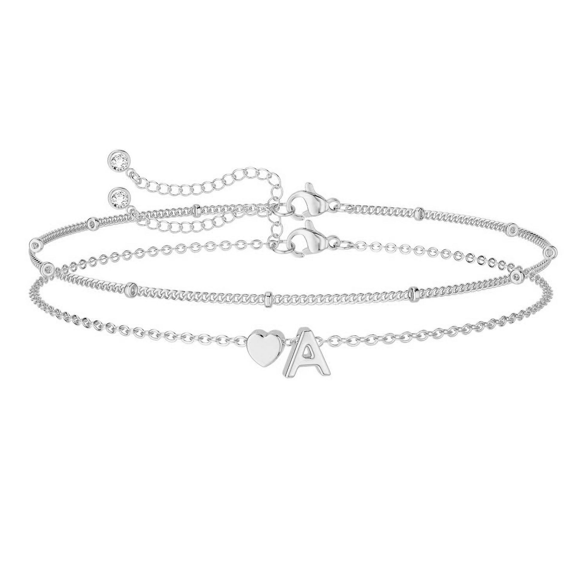 Peach Heart Letter Bracelet