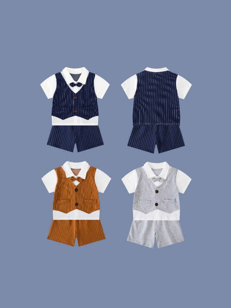 Boys Preppy Style Short Sleeve Suit