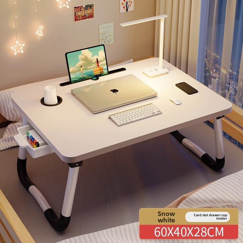 Foldable Bed Table with Storage Options