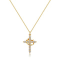 Aethelgard Rotating Cross & Crown Pavé Pendant Necklace | 18k Gold & Sterling Finish Luxury Jewelry
