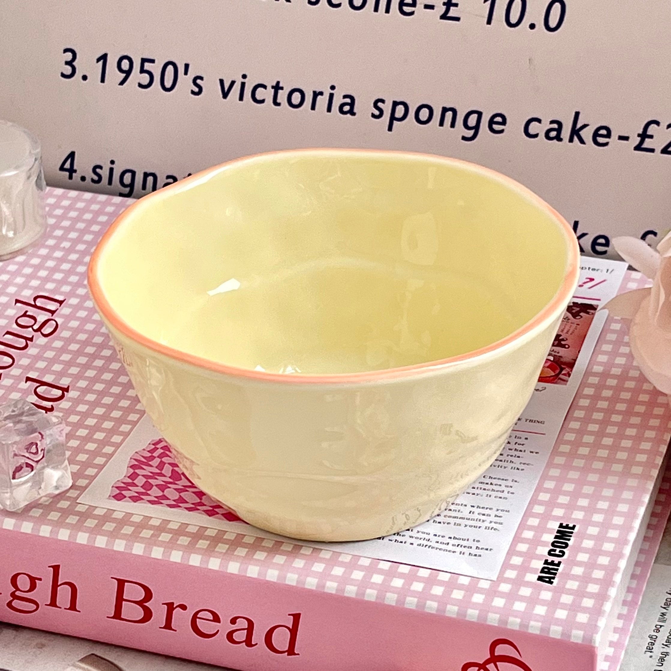 Ceramic Rice Bowl with Underglaze Color and Fruit Pattern