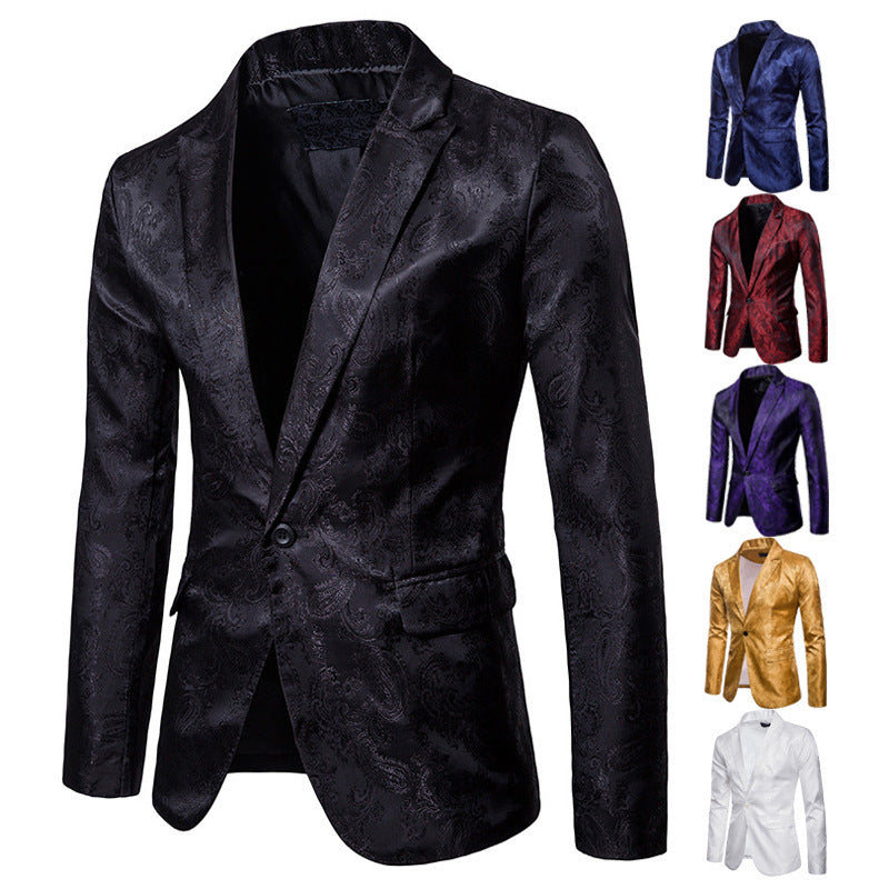 Men's Slim Fit Single-Button suit jacket | Textured Casual Blazer