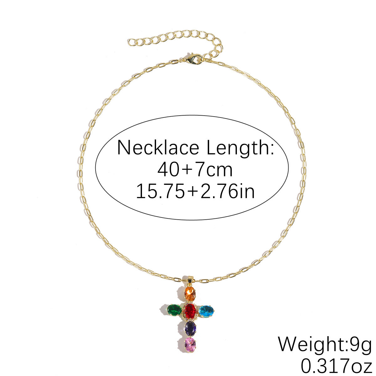 Zircon Cross Pendant Necklace