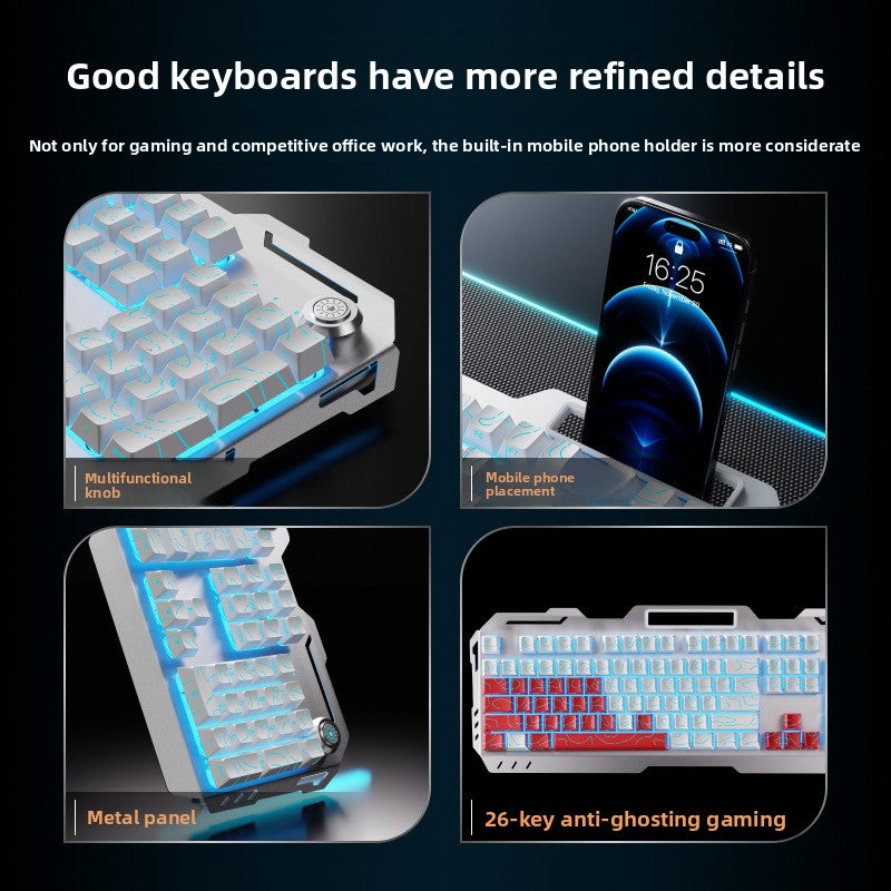 Professional-Grade Forerunner GX810 Wired Gaming Keyboard – 104-Key Full-Size Layout with Mechanical-Feel Tactile Feedback, Backlit Keys & Stable USB Connection