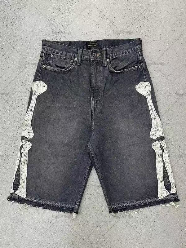 Retro Washed Denim Hip-Hop Shorts