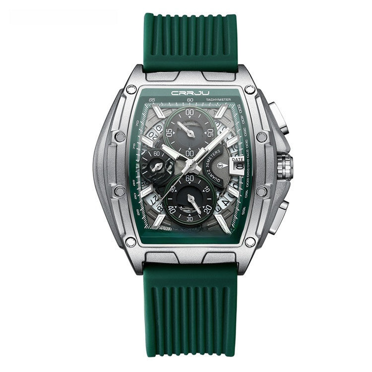 Men's Luxury Tonneau Sport Watch | Japanese Quartz Skeletonized Dial