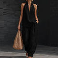 Womens Sleeveless Linen Two-Piece Set